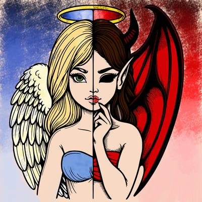 realistic angel half demon