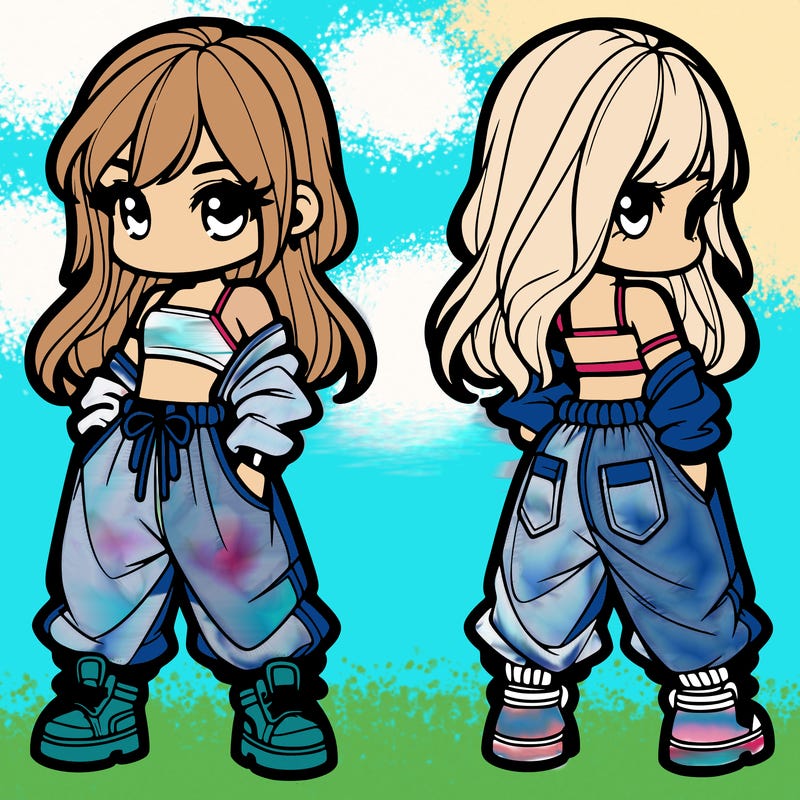 girl in crop top and baggy pants