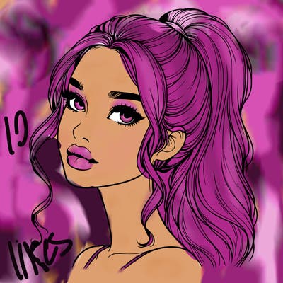 realistic girl with a ponytail on her hair and lips