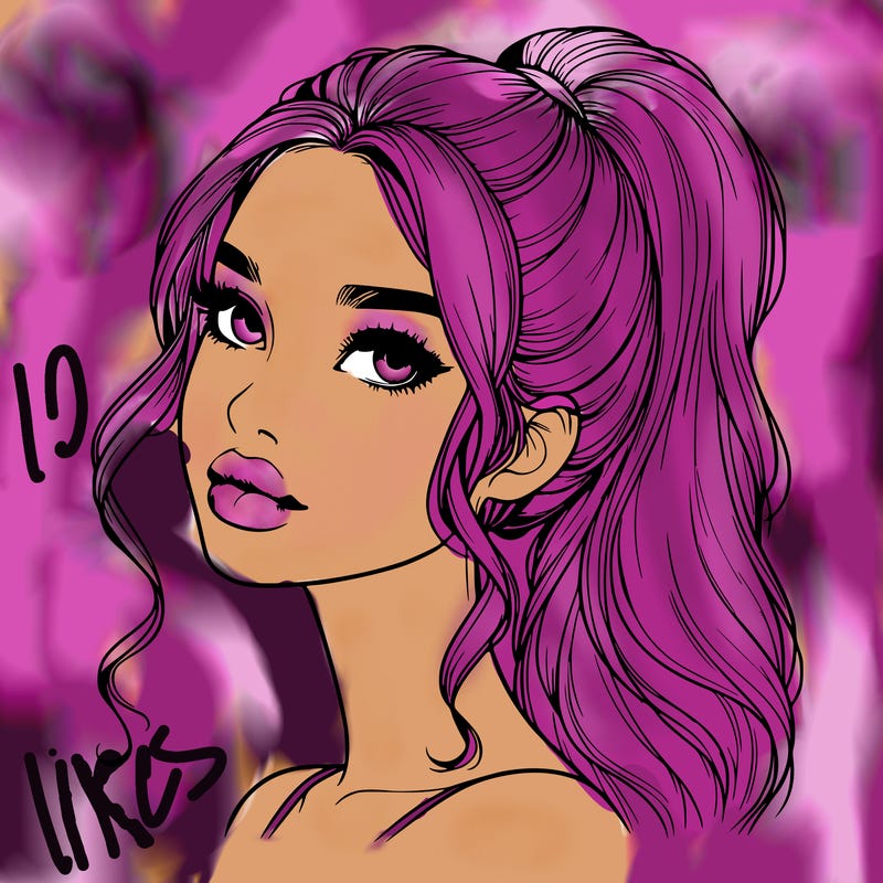 realistic girl with a ponytail on her hair and lips