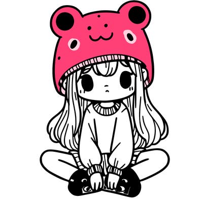 a girl wearing a frog hat and some frog socks