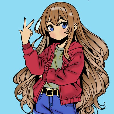 one anime girl with long hair and a cool pose