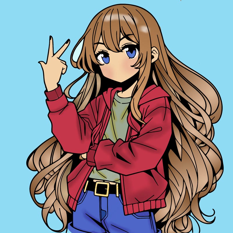 one anime girl with long hair and a cool pose