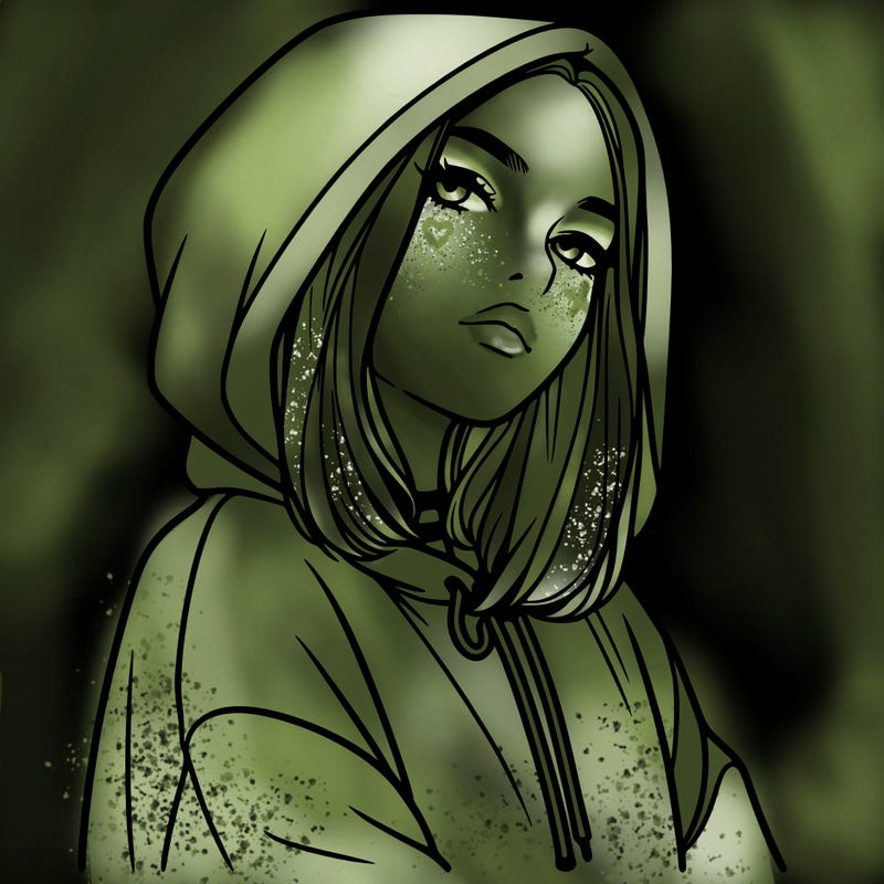 a realistic girl in a hoodie