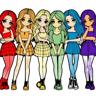 a group of girls realistic