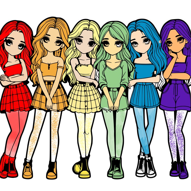 a group of girls realistic