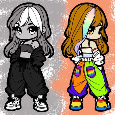 girl in crop top and baggy pants