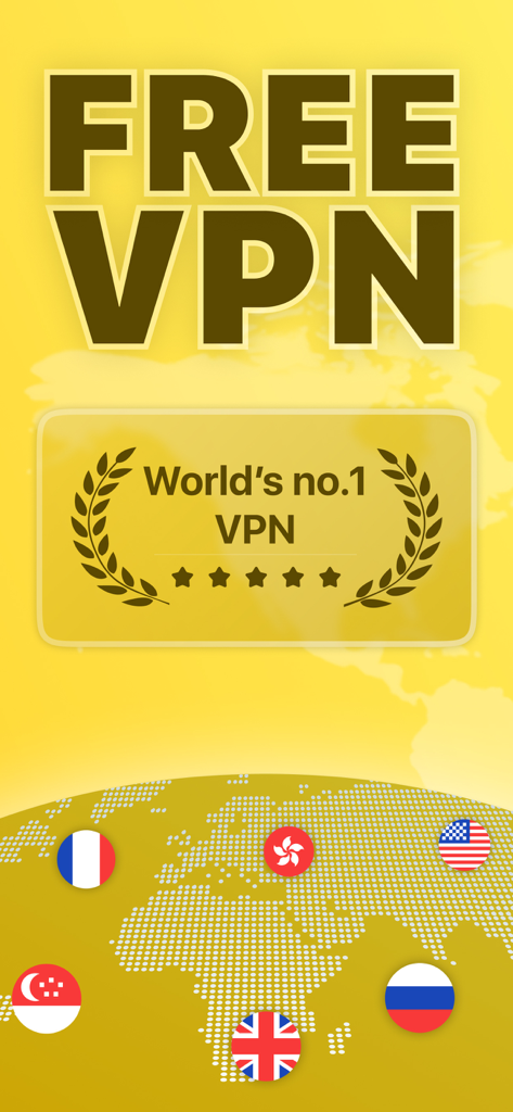 Banner promocional do APP VPN GRÁTIS mostrando uma classificação de cinco estrelas e bandeiras de servidores internacionais