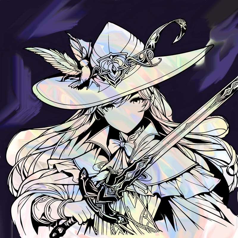 a realistic fantasy manga queen witch with a sword