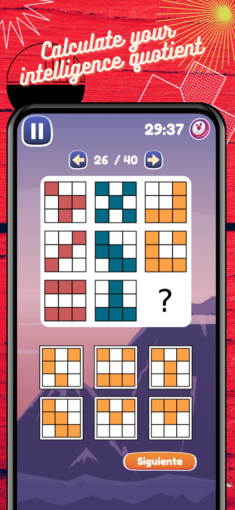 IQテストモバイルアプリのパターン認識論理問題。