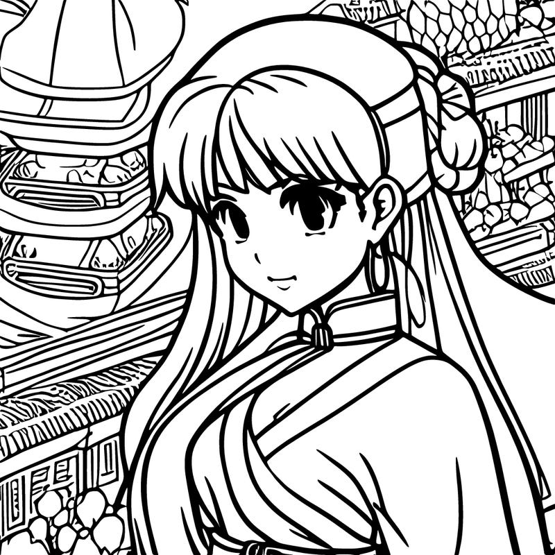 a manga girl with a chinese dress on