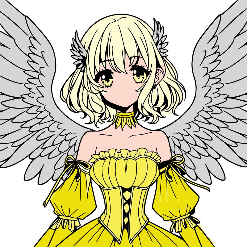 manga woman with large wings