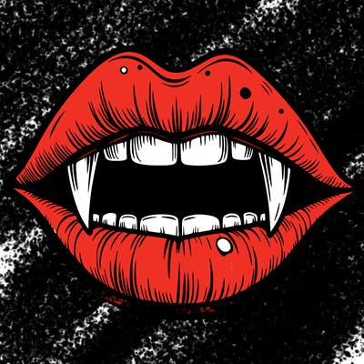 lips with vampire teeth