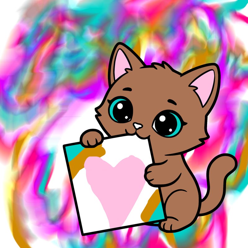 a small cat with a blank sheet of paper in its hand. the cat is sooooooo cute!