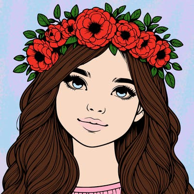 realistic girl with flower crown