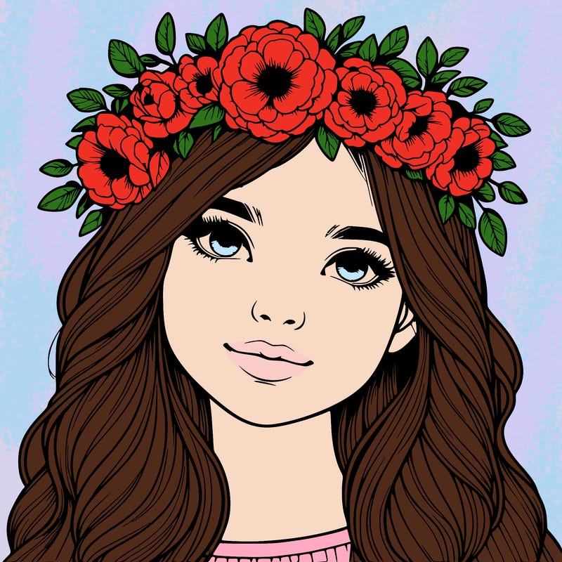 realistic girl with flower crown