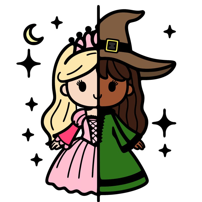split princess and witch