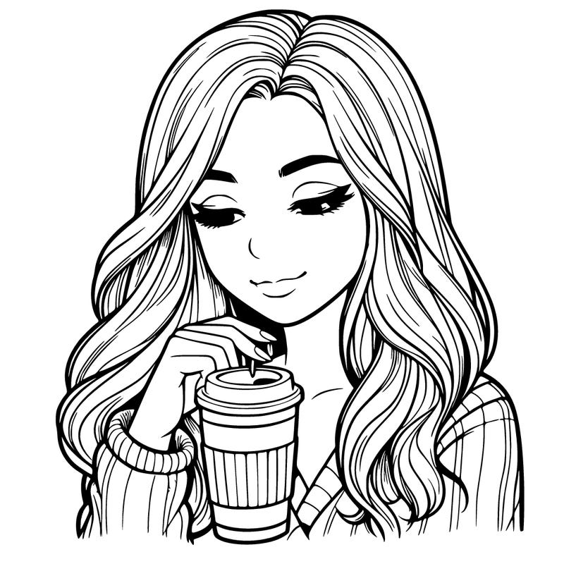 realist girl drinking coffee