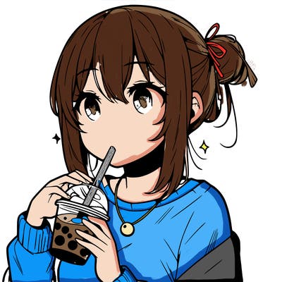 manga character drinking boba