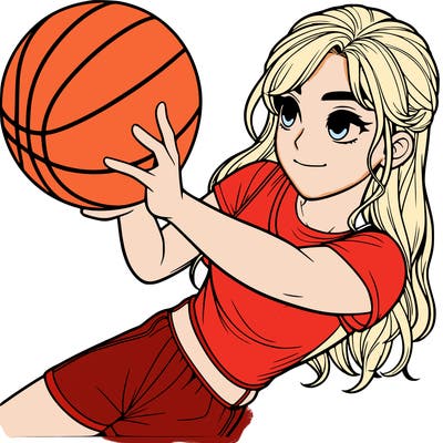 realistic girl playing basketball