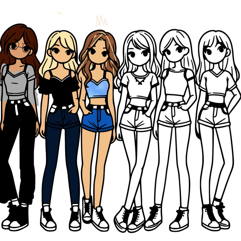 a group of girls wearing crop tops and shorts