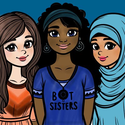 three sisters with a best sisters necklace