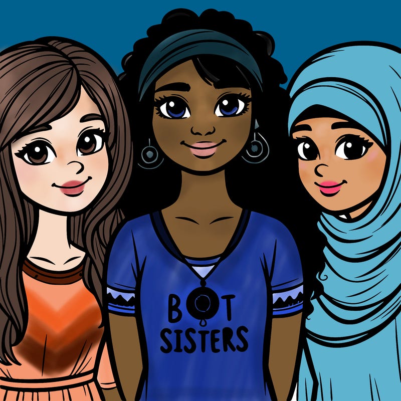 three sisters with a best sisters necklace