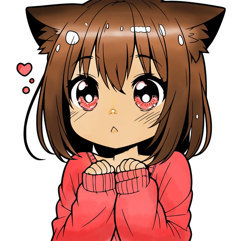 shy anime catgirl