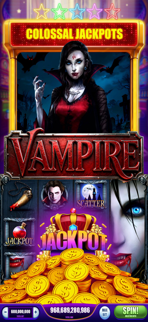 Classic Slots VIP - Vampire themed slot machine with a colossal jackpot win in the Classic Slots VIP app