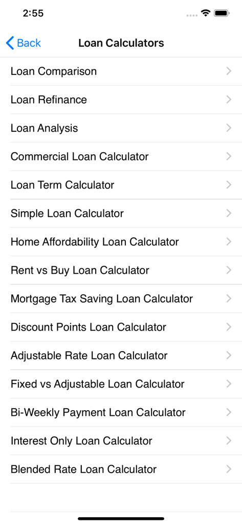 A list of loan and mortgage calculators including comparison refinance and home affordability tools