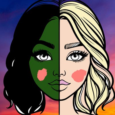 realistic girl split half