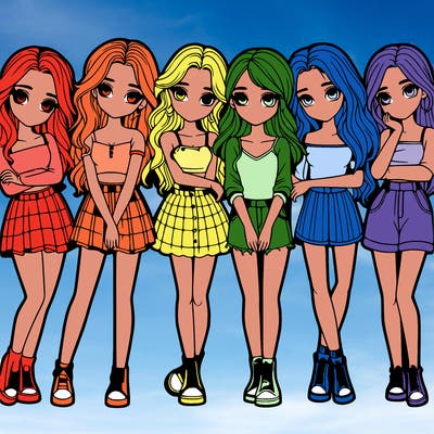 a group of girls realistic