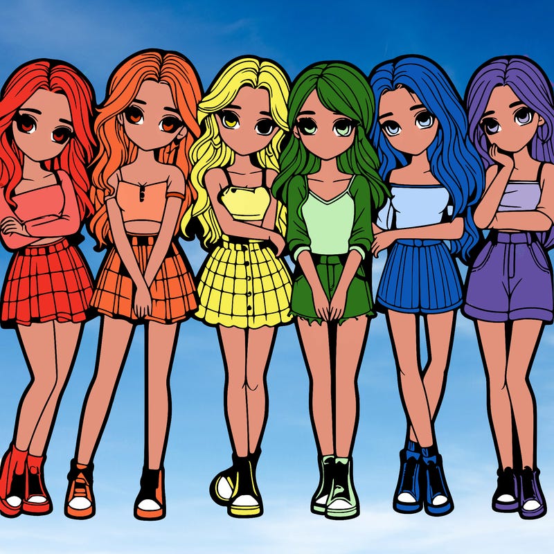 a group of girls realistic