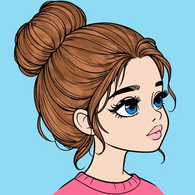 realistic girl with bun