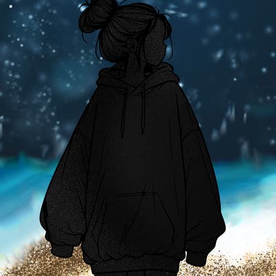 realistic girl with a oversized sweatshirt on and a bun