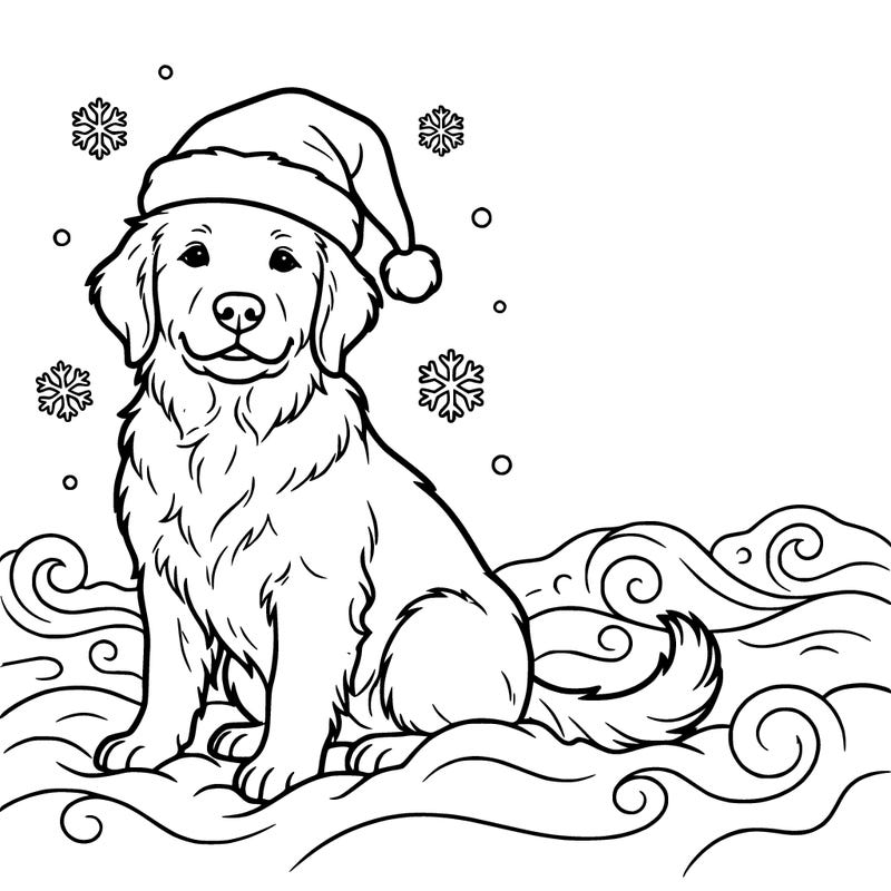 a cute do in a santa hat in the snow