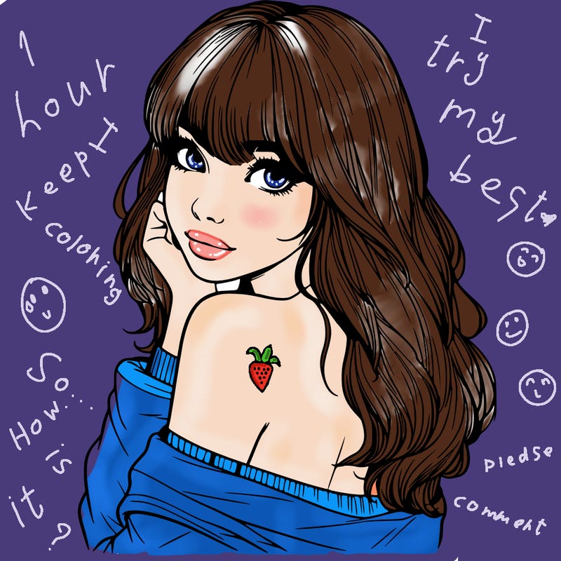 realistic girl with bangs looking over her shoulder