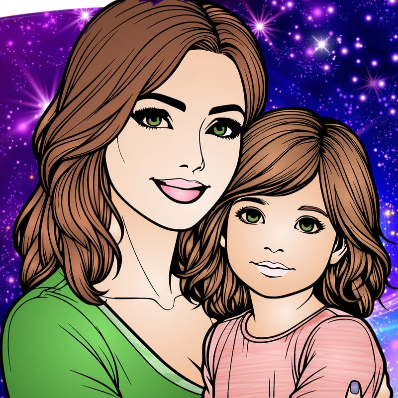 realistic mother and daughter