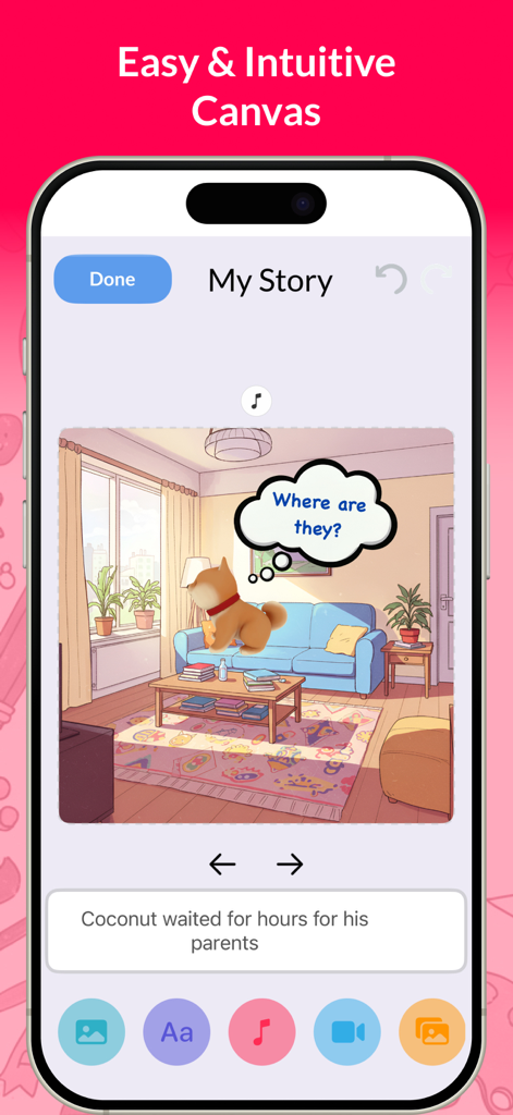 My Story School eBook Maker - Creative canvas interface in My Story School eBook Maker app