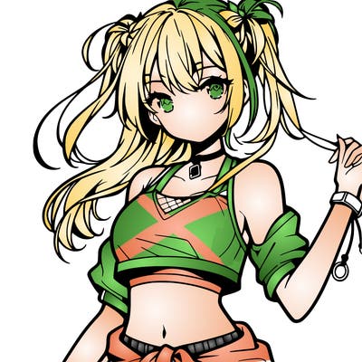 anime girl with crop top