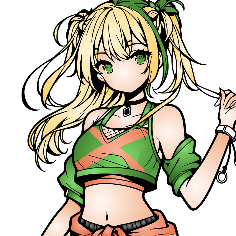 anime girl with crop top