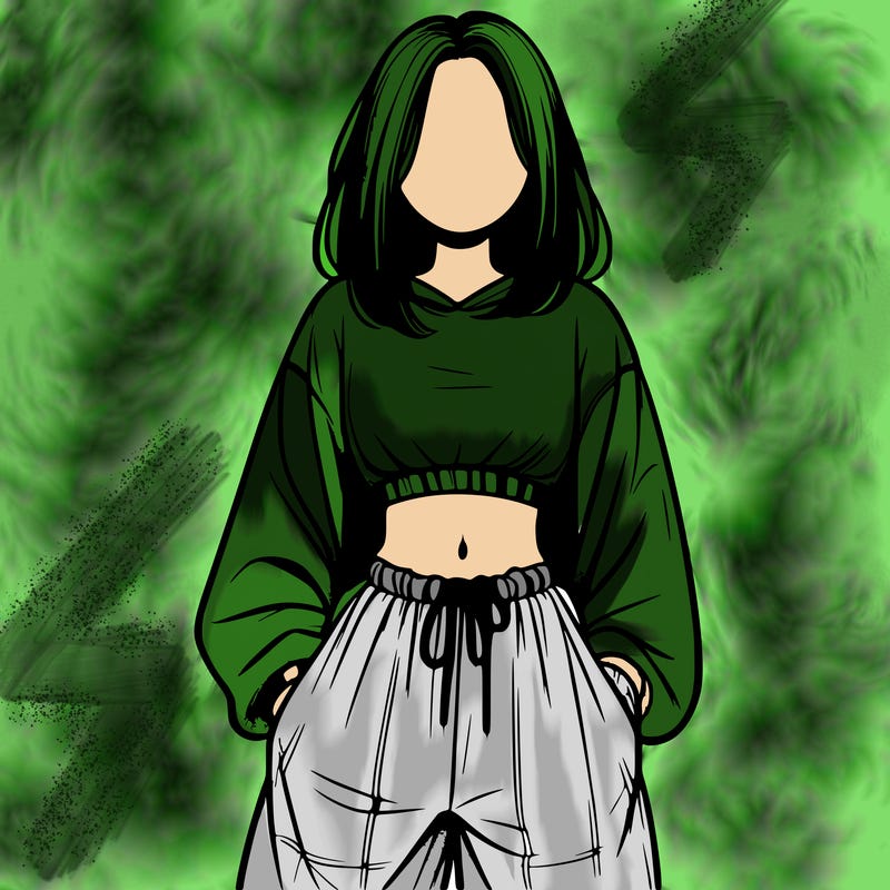 realistic girl faceless with baggy pants and a crop top