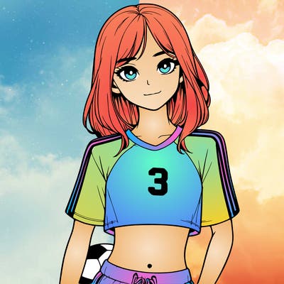 realistic girl wearing soccer jersey