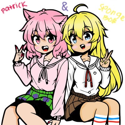 two anime girls hanging out