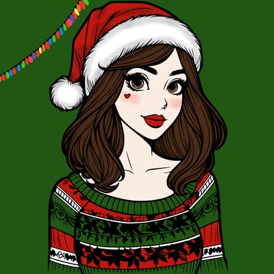 realistic lady in a christmas sweater