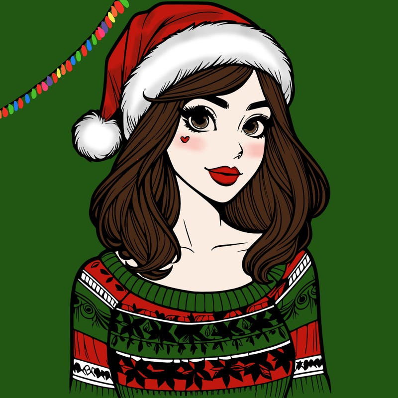 realistic lady in a christmas sweater