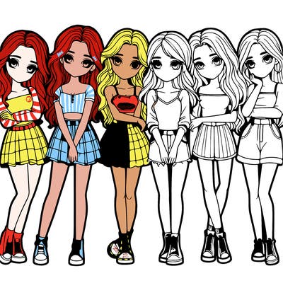 a group of girls realistic