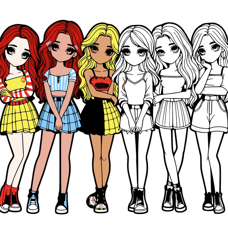 a group of girls realistic