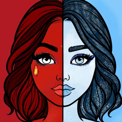 realistic girl split half