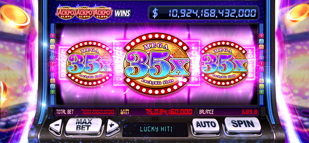 Jugabilidad de Lucky Hit Classic Casino Slots con una mega ganancia y multiplicadores de 35x